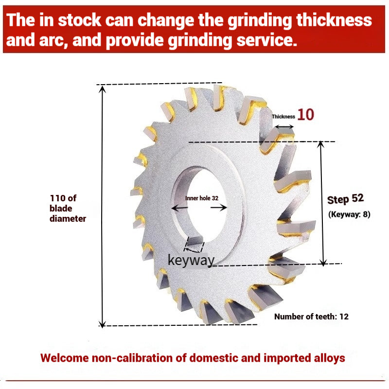 1057-Alloy three-face milling cutter can be customized tungsten steel 63 80 100 125 YW2 steel parts milling slot welding disk cutter Shandong Denso Pricision Tools Co.,Ltd.